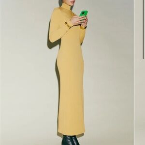 Reformation Mallorie Elegant Mustard Yellow Knit Maxi Dress
